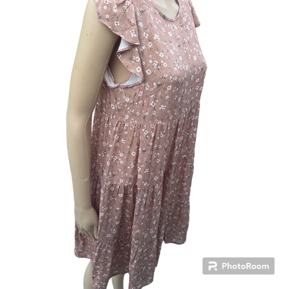 Ditsy print light brown mini dress - Picture 3 of 10